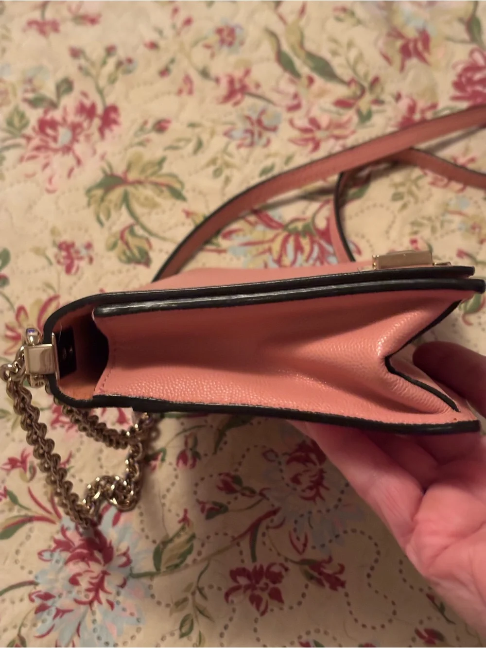 Furla Pink Leather Crossbody Bag with silver Chain - Picture 4 of 16